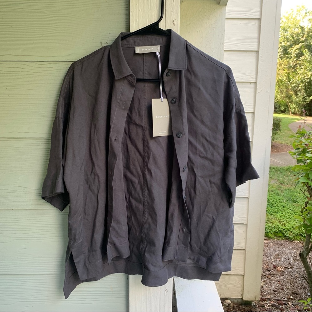 Everlane The Drapey Square Shirt Slate Gray XS extra Small